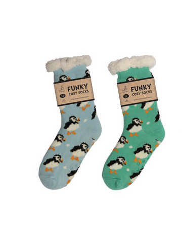 Ladies Sherpa Socks - Puffy Puffin (1 SUPPLIED)
