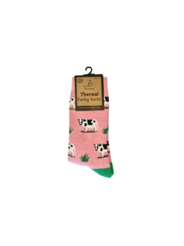 Funky Thermal Socks - Grazing Cow