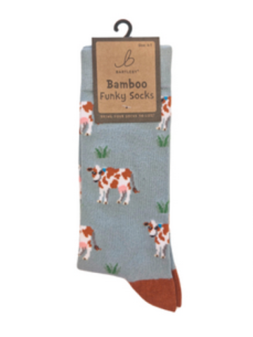 Ladies Funky Bamboo Socks - Brown Cow