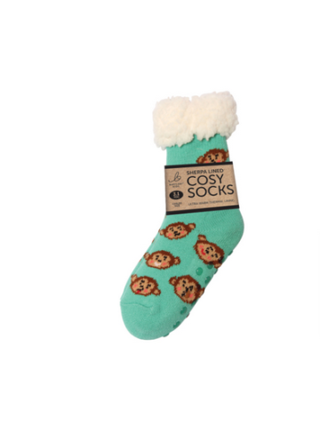 Childs Sherpa Socks - Monkey