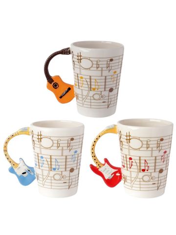 Guitar Mug with Shaped Handle and Sheet Music Design ***1 SUPPLIED***