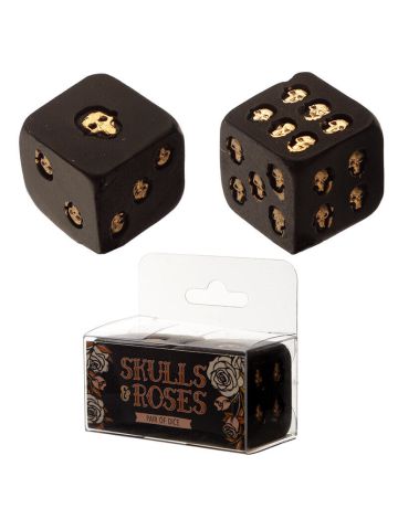 Skulls & Skeletons - Gothic Black and Gold Set of 2 Skull Dice