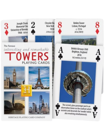 Famous and Interesting Towers Deck of 52 Playing Cards + Jokers 