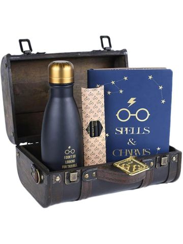 Harry Potter Premium Gift Set with Insulated Metal Bottle in Wooden Trunk