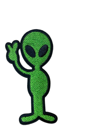 Embroidered Patch - Green Alien - Iron On/Sew On