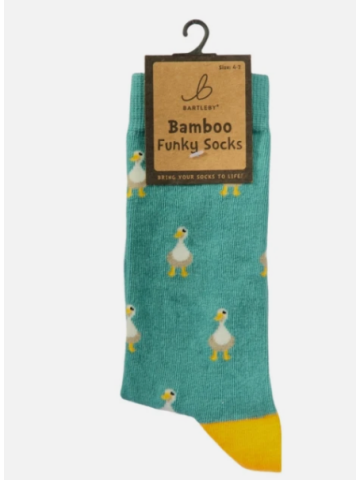 Funky Bamboo Socks - White Duck, Size 4-7