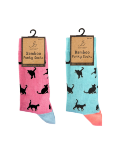Funky Bamboo Socks - Cat Silhouettes (1 PAIR SUPPLIED)