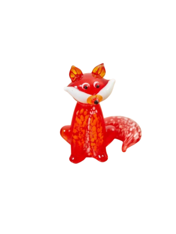 GLASS FOX ORNAMENT - ORANGE - WITH WHITE MARKINGS ON TAIL