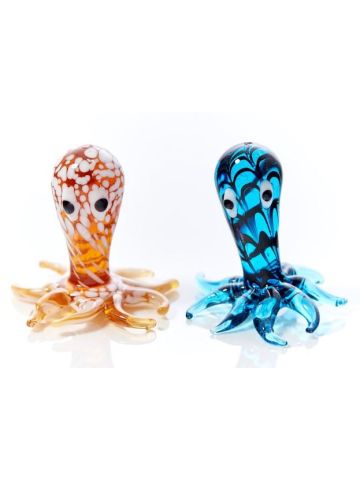 GLASS PATTERNED OCTOPUS ORNAMENT ***(1 SUPPLIED ORANGE OR BLUE)***