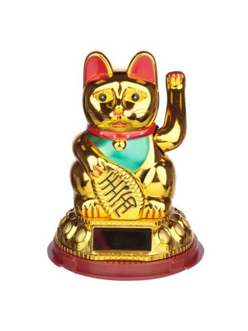 Maneki Neko Golden Lucky Waving Cat Solar Pal