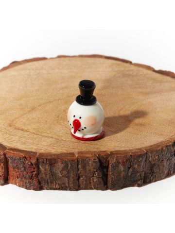 XMAS GLASS SNOWMAN ORNAMENT WITH TOP HAT