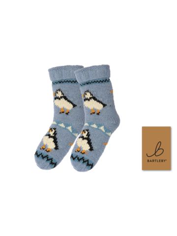 Long Wool Knit Socks - Puffins