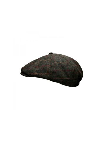 Peaky Stud Green Tweed Cap