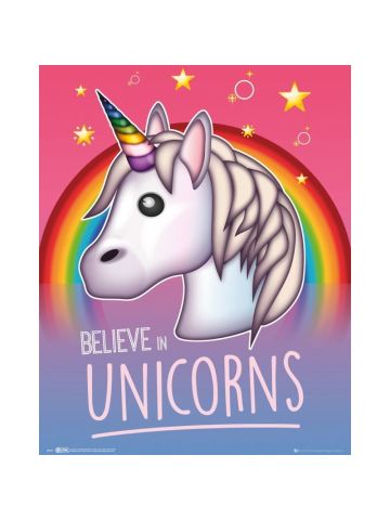 GB eye Emoji, Believe in Unicorns, Mini Poster 40x40 cm, Various