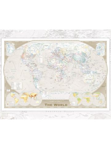 GB eye World Map Tripel Projection Mini Poster, Wood, Multi-Colour, 40 x 50 cm