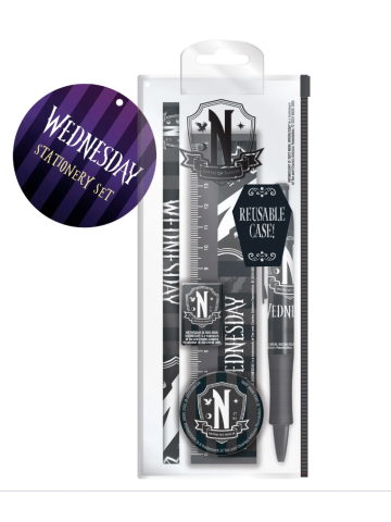 Wednesday Stationery Set - Pen, Pencil, Ruler, Eraser